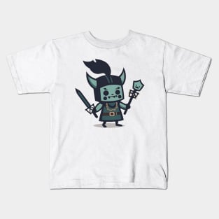 Cat Cleric Warrior DM Gift TTRPG Kids T-Shirt